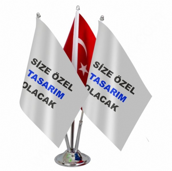 3 L� �zel Logolu ve T�rk Masa Bayra�� Tak�m