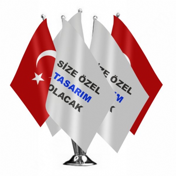 5 Li �zel Logolu ve T�rk Masa Bayra�� Tak�m