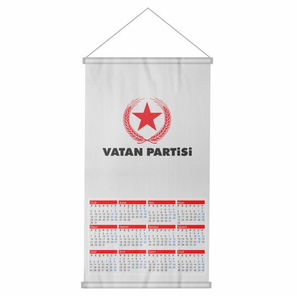 Beyaz Vatan Partisi Bez Takvim Dijital Bask� Beyaz Vatan Partisi Duvar Takvim