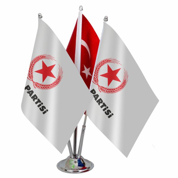 Beyaz Vatan Partisi Logolu ��l� Masa Bayra��