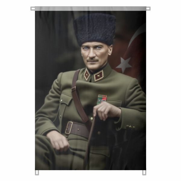 Bez Atat�rk Posteri B�y�k Atat�rk Portresi Bina Boyu Atat�rk Portresi Cumhuriyetin Mimar� No 29