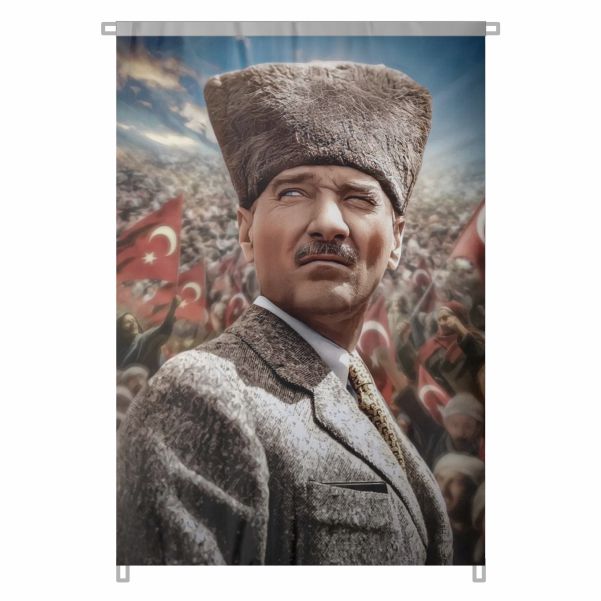 Bez Atat�rk Posteri B�y�k Atat�rk Portresi Bina Boyu Atat�rk Portresi T�rkiye nin Gelece�ine I��k Tutuyor No 68