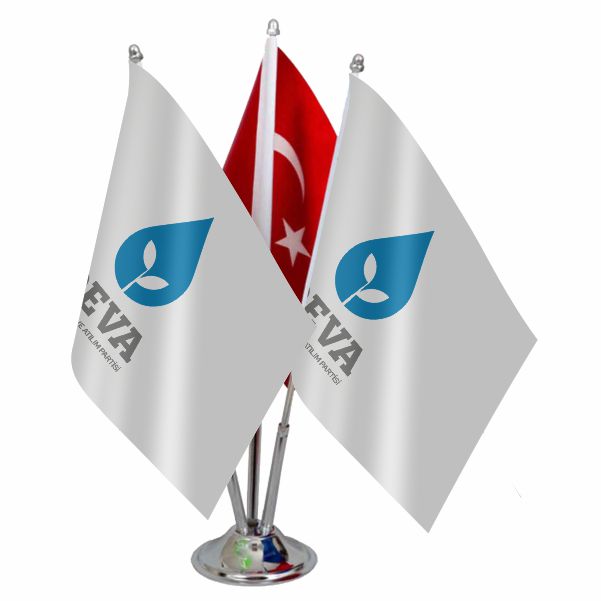 Demokrasi ve At�l�m Partisi Logolu ��l� Masa Bayra��