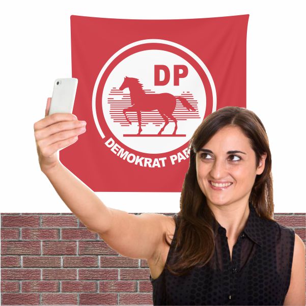 Demokrat Parti K�rm�z� Bez Arka Plan Manzara