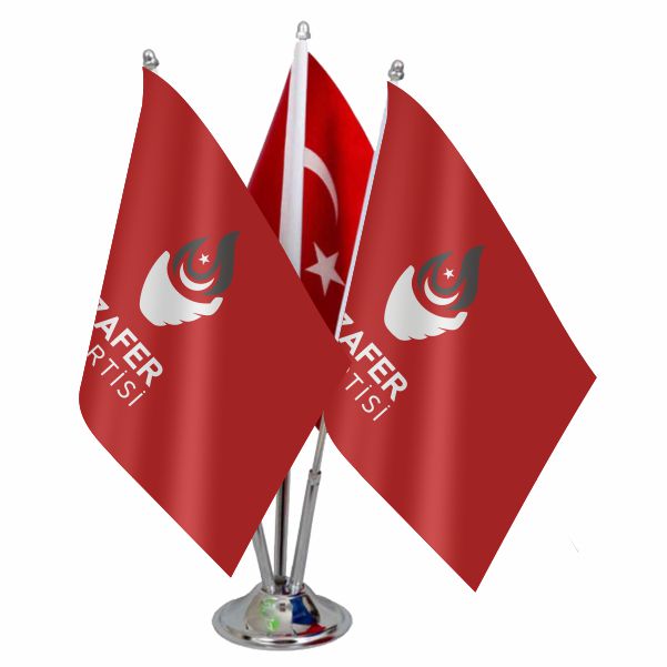 K�rm�z� Zafer Partisi Logolu ��l� Masa Bayra��