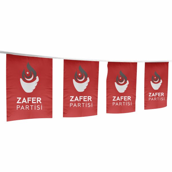 K�rm�z� Zafer Partisi �pe Dizili Flamalar ve Bayraklar