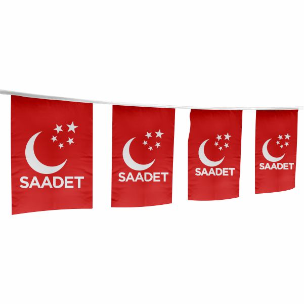 Saadet Partisi K�rm�z� �pe Dizili Flamalar ve Bayraklar