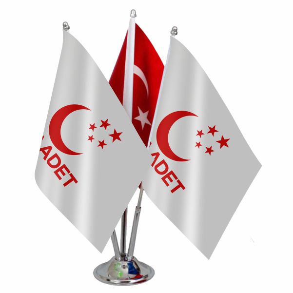 Saadet Partisi Logolu ��l� Masa Bayra��