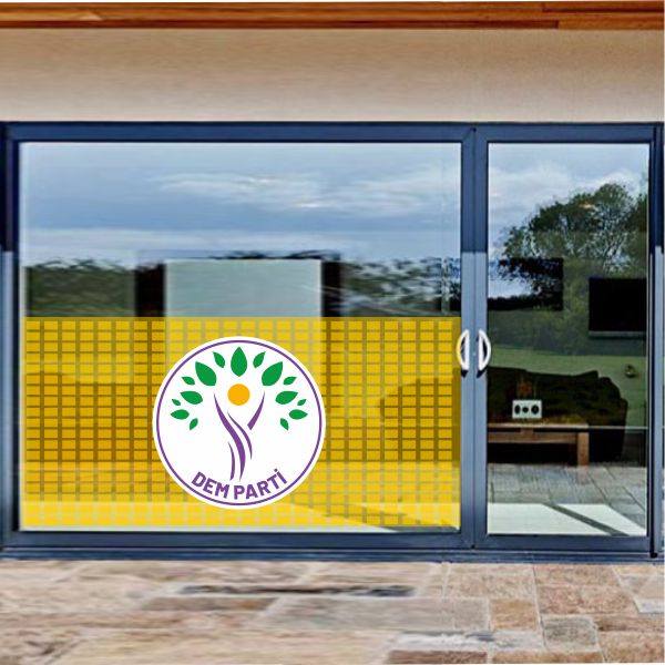 Sar� Dem Parti Cam Sticker Etiket Sar� Dem Parti Cam Yap��kan� Sar� Dem Parti Cam Yaz�s�