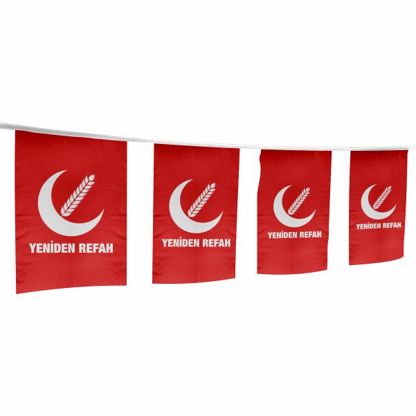 Yeniden Refah Partisi �pe Dizili Flamalar ve Bayraklar