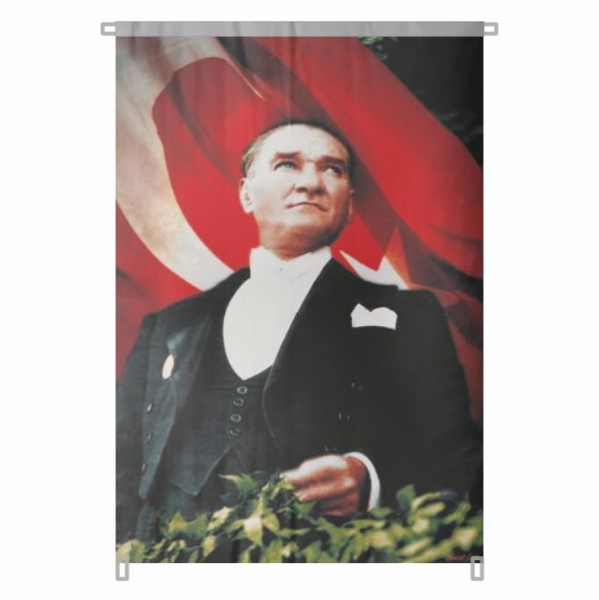 Bez Atat�rk Posteri B�y�k Atat�rk Portresi Bina Boyu Atat�rk Portresi Cumhuriyetin Mimar� No 100