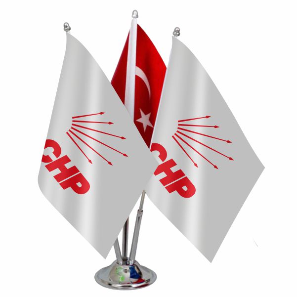 ��l� Cumhuriyet Halk Partisi Logolu Masa Bayra��
